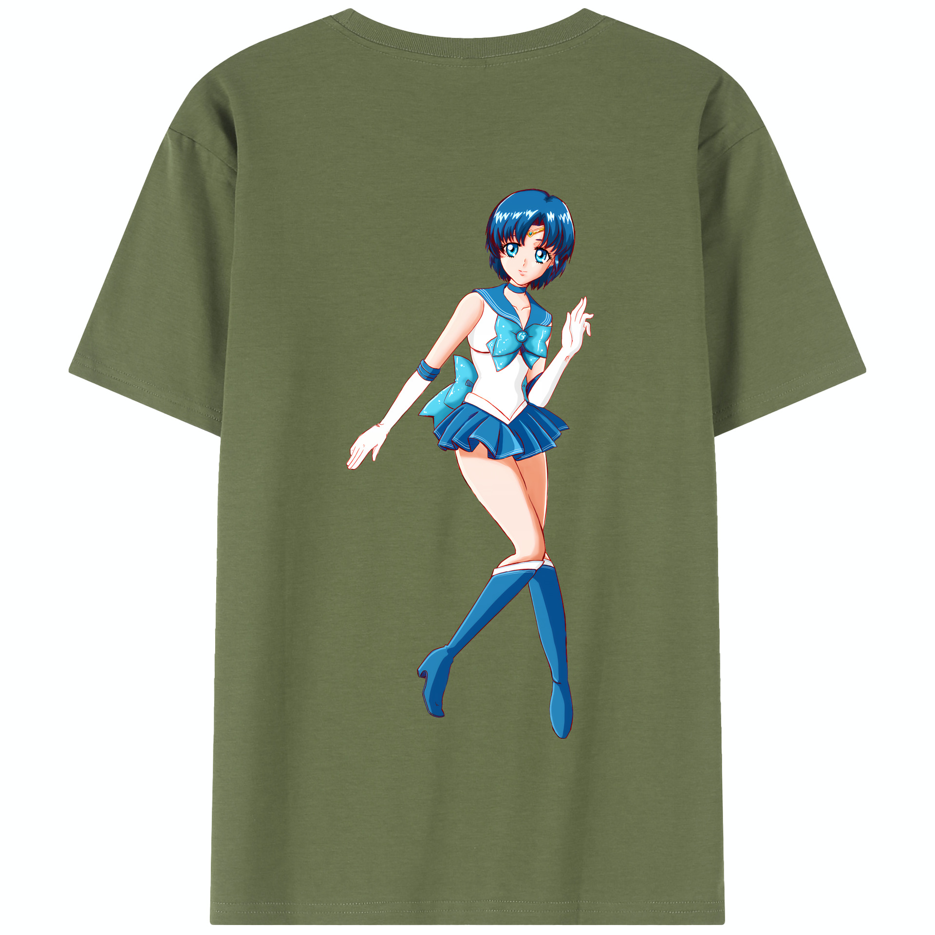 （画像用） 美少女戦士セーラームーン 水野 亜美 みずの あみ Sailor Moon Mizuno Ami 綿100％半袖Tシャツ（背面プリント）
